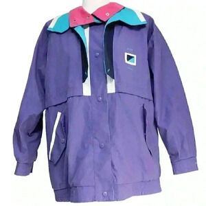 Vintage Women's Large Current Seen Purple Pink 80s 90s Colorblock Lined Jacket